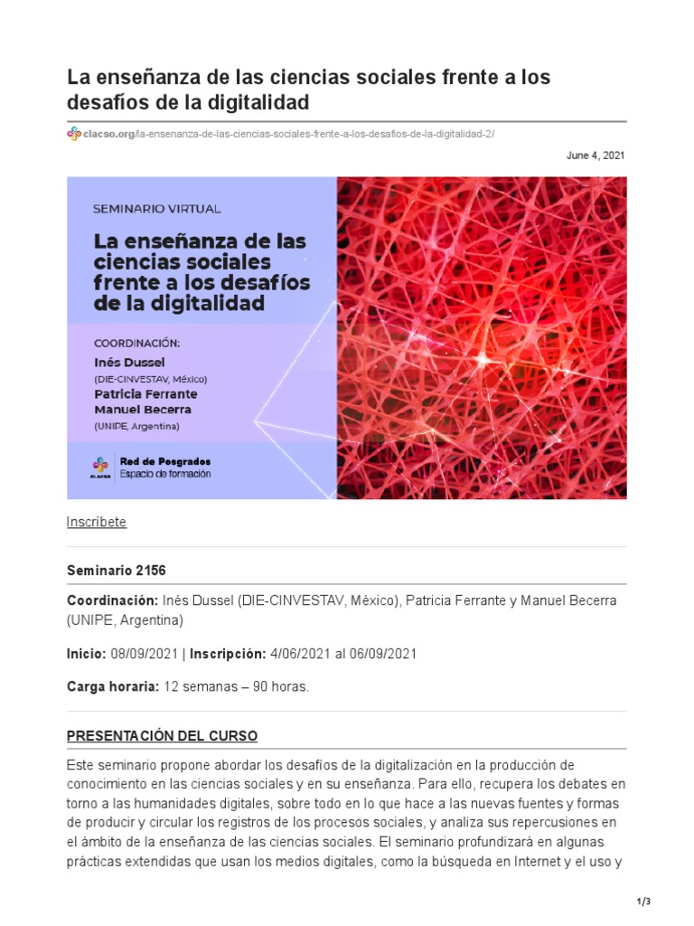 La Enseñanza de Las Ciencias Sociales Frente A Los Desafíos de La ...