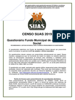 Questionario Fundo municipal - Censo SUAS 2019