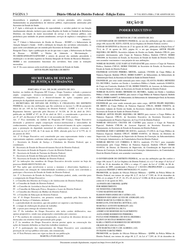 Dodf 075 27082021 Edicao Extra BPáginas36 PDF Estado