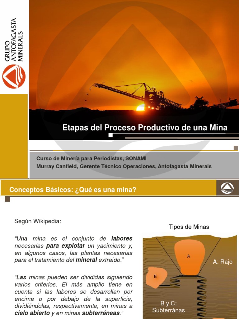 Etapas Del Proceso Productivo de Una Mina | PDF | Minería | Cobre