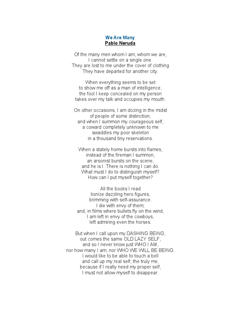 Pablo Neruda We Are Many PDF Self