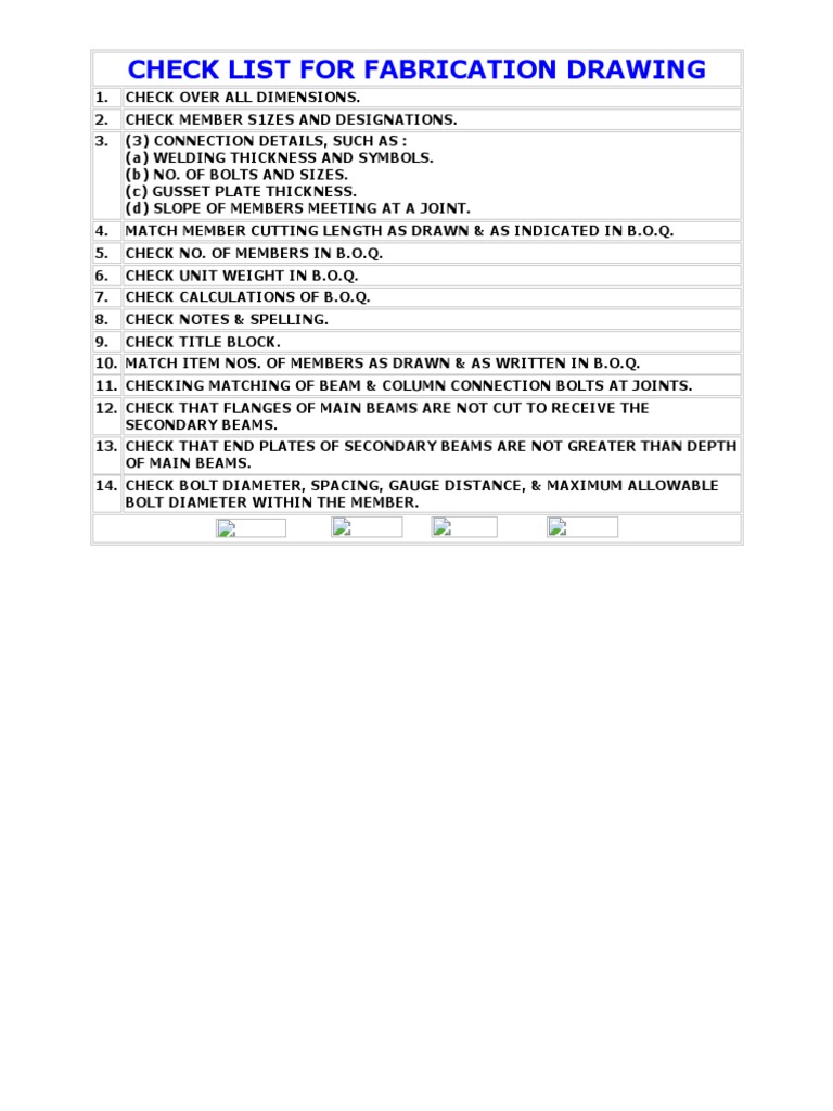 Check List For Fabrication Drawing | PDF