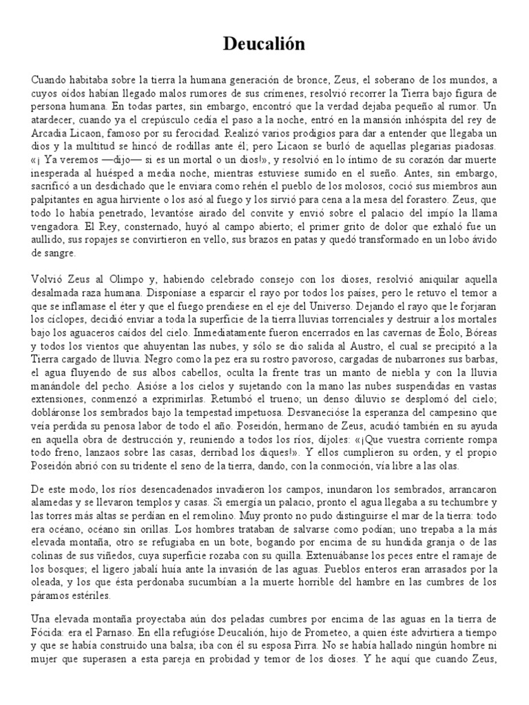 El Diluvio de Deucalión y Pirra | PDF | Mito de la inundación