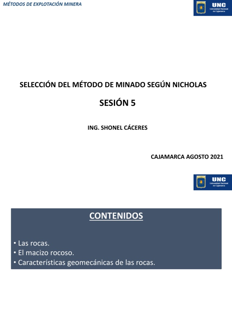 5 Selección Del Método de Minado Según Nicholas | PDF | Minería ...