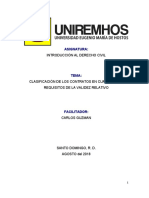 Clasificación de Los Contratos en Cuanto A Los Requisitos de La Validez Relativo