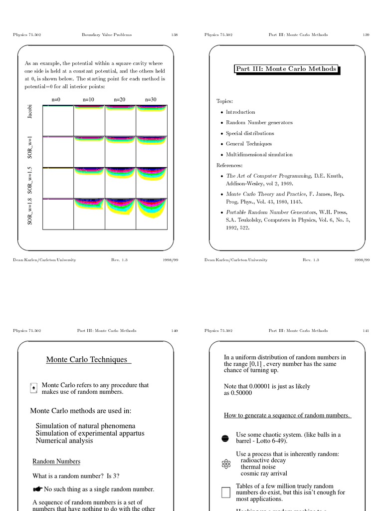 Monte Carlo Methods in Physics | PDF | Probability Distribution | Monte ...