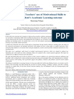 Effectiveness of Teachers' Use of Motivational Skills To Enhance Student's Academic Learning Outcome