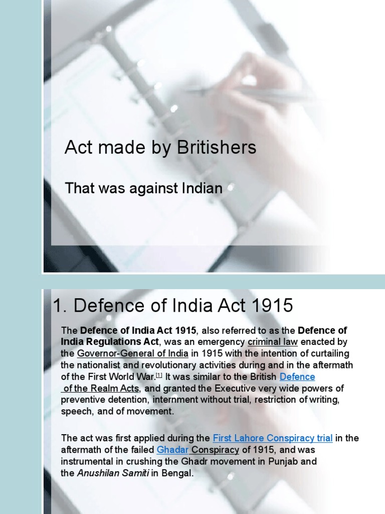 Defence of India Act 1915 Overview | PDF | Government | Justice