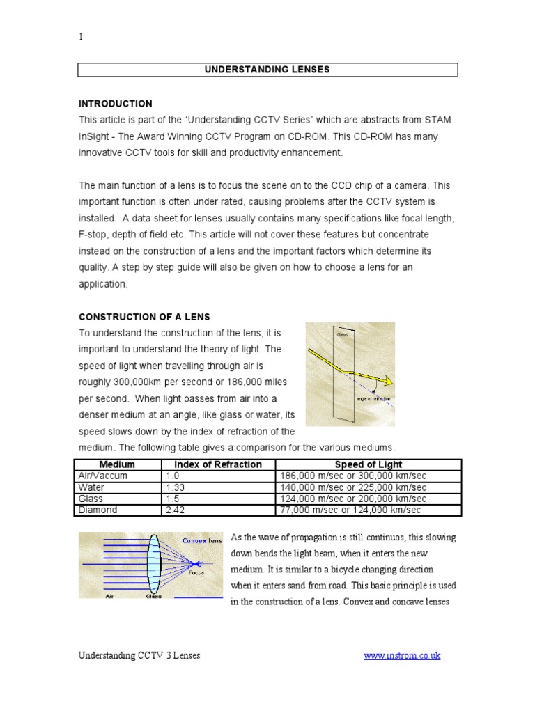Understanding CCTV Lenses PDF Lens (Optics) Zoom Lens