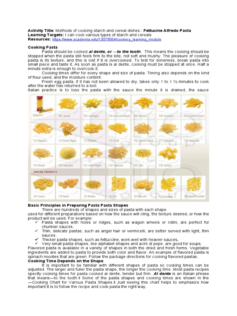 Cooking Methods for Fettucine Alfredo | PDF | Pasta | Cooking