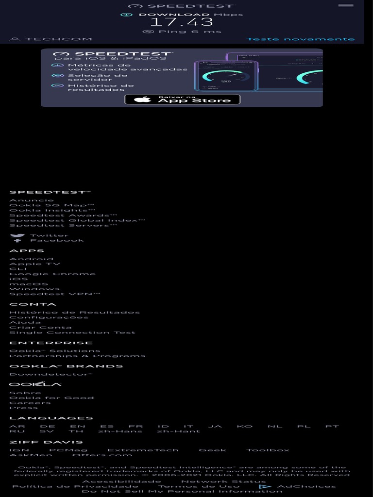 Speedtest by Ookla - Teste de Velocidade de Conexão Da Internet | PDF ...