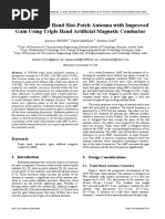 Design of Triple Band Slot-Patch Antenna With Improved Gain Using Triple Band Artificial Magnetic Conductor