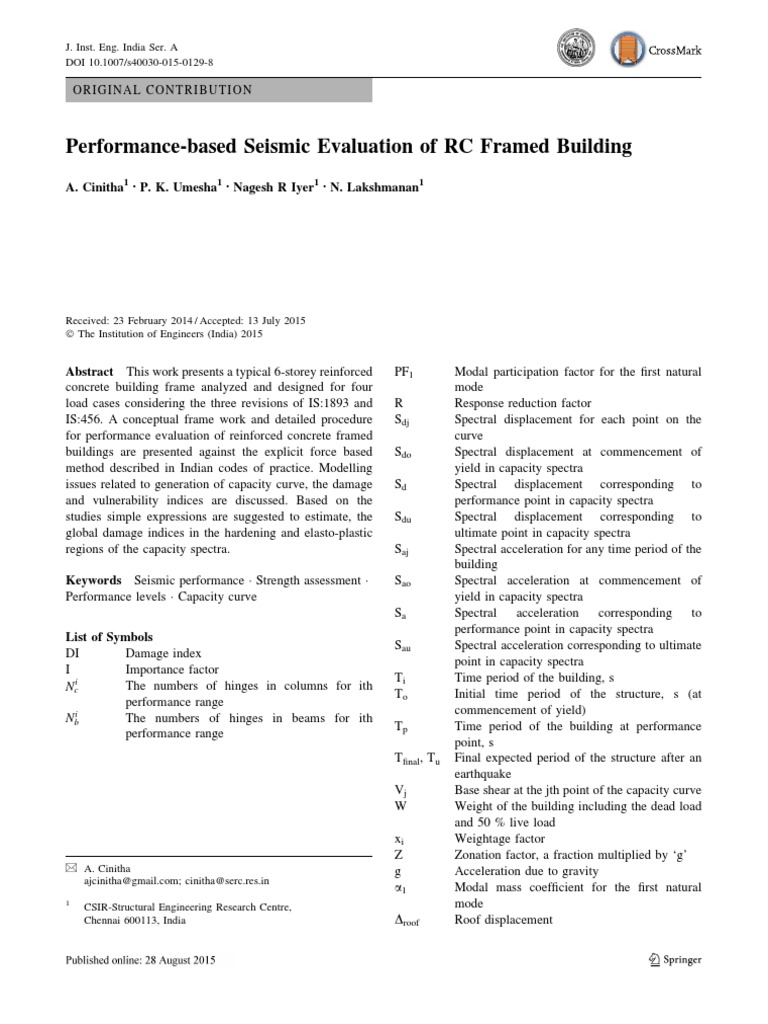 Seismic Evaluation of RC Buildings | PDF | Deformation (Engineering ...