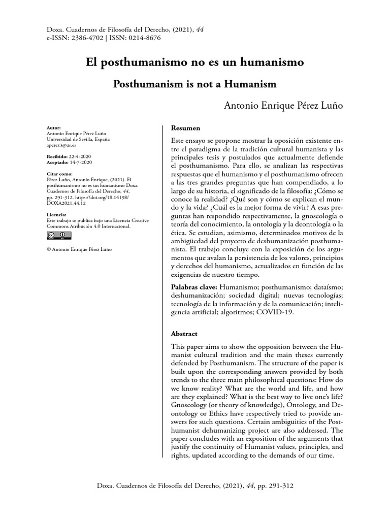 El Posthumanismo No Es Un Humanismo | PDF | Conocimiento | Transhumanismo