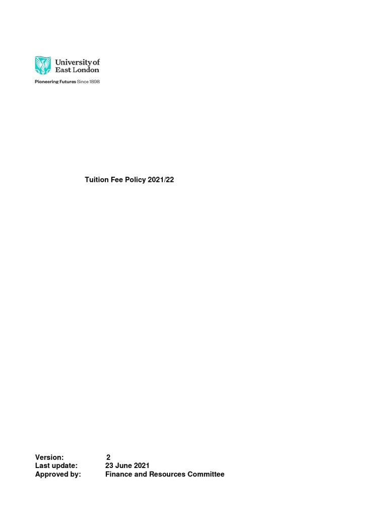 Tuition Fee Policy 202122 | PDF | Fee | Postgraduate Education
