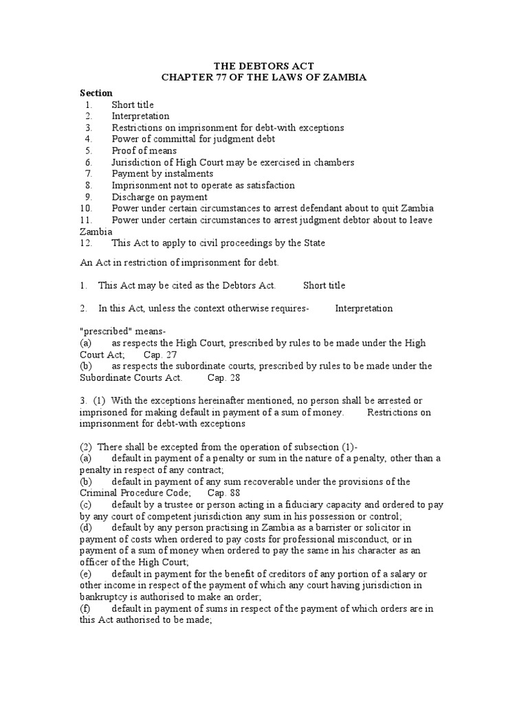 The Debtors Act PDF Judgment (Law) Garnishment