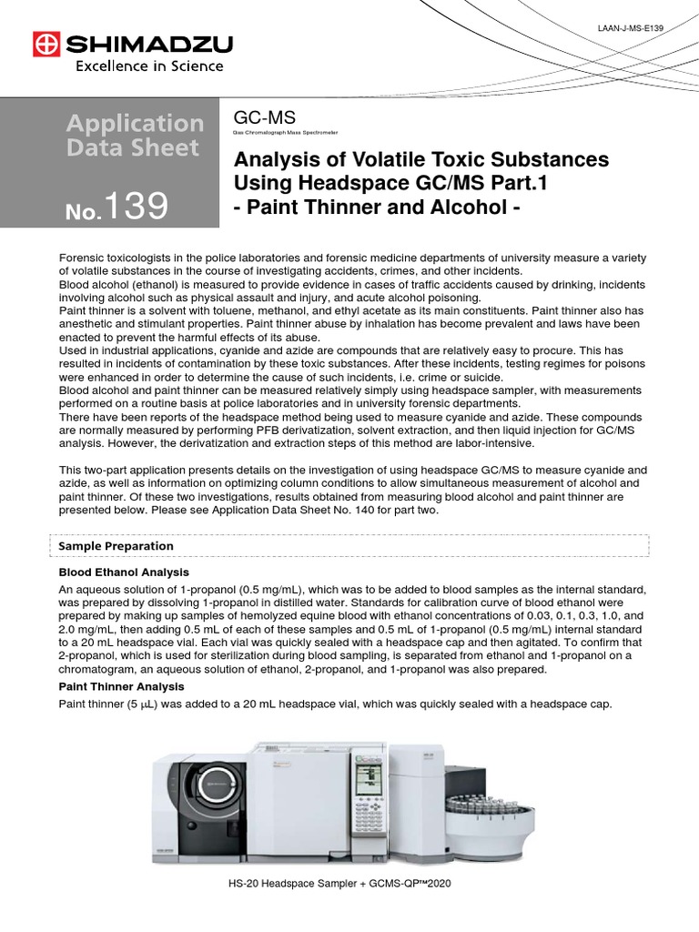 Analysis of Volatile Toxic Substances Using Headspace GC/MS Part.1 ...