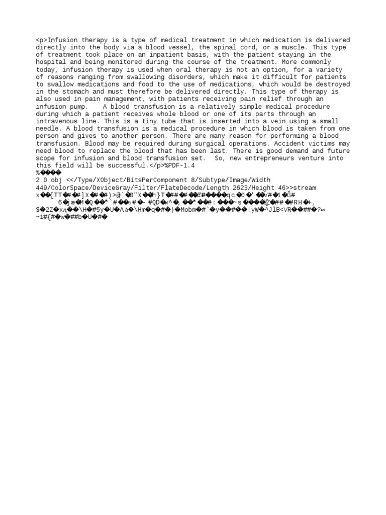 Infusion Set and Blood Transfusion Set PDF Intravenous Therapy