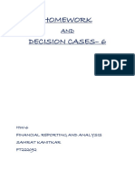 Homework Decision Cases - 6: HW-6 Financial Reporting and Analysis Samrat Kanitkar FT222092