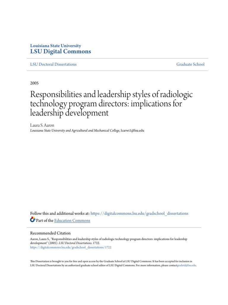 Leadership Styles in Radiologic Technology | PDF | Leadership ...
