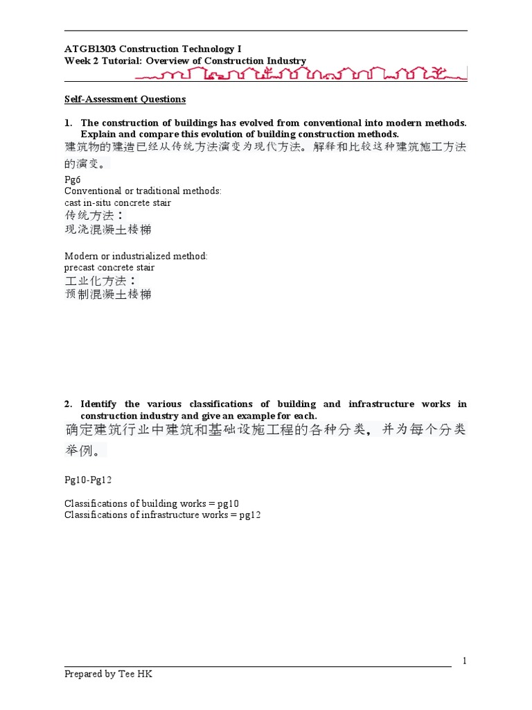 Week 2 Tutorial - Overview of Construction Industry | PDF | Engineering ...