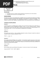 Mathematics: Paper 9709/11 Paper 11 Key Messages