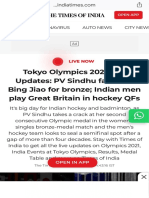 Tokyo Olympics 2021 Live PV Sindhu, India hockey team eye history at Tokyo