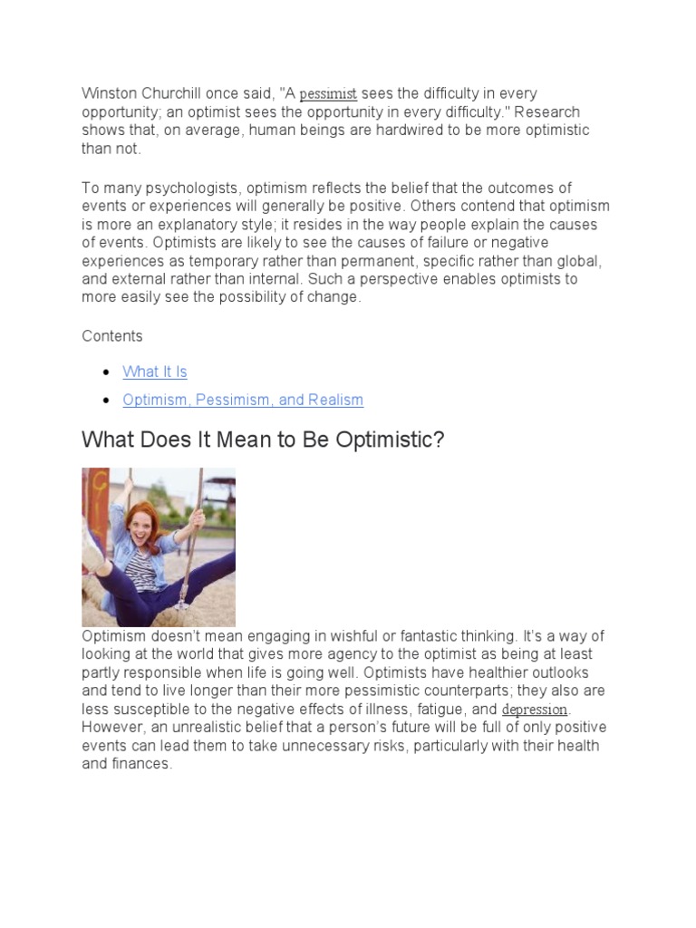 What Is Optimism (Viewpoint) | PDF | Self-Improvement
