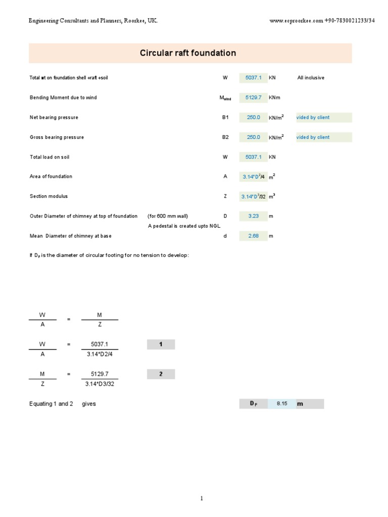 Circular Raft Foundation Design Analysis | PDF | Mechanical Engineering ...