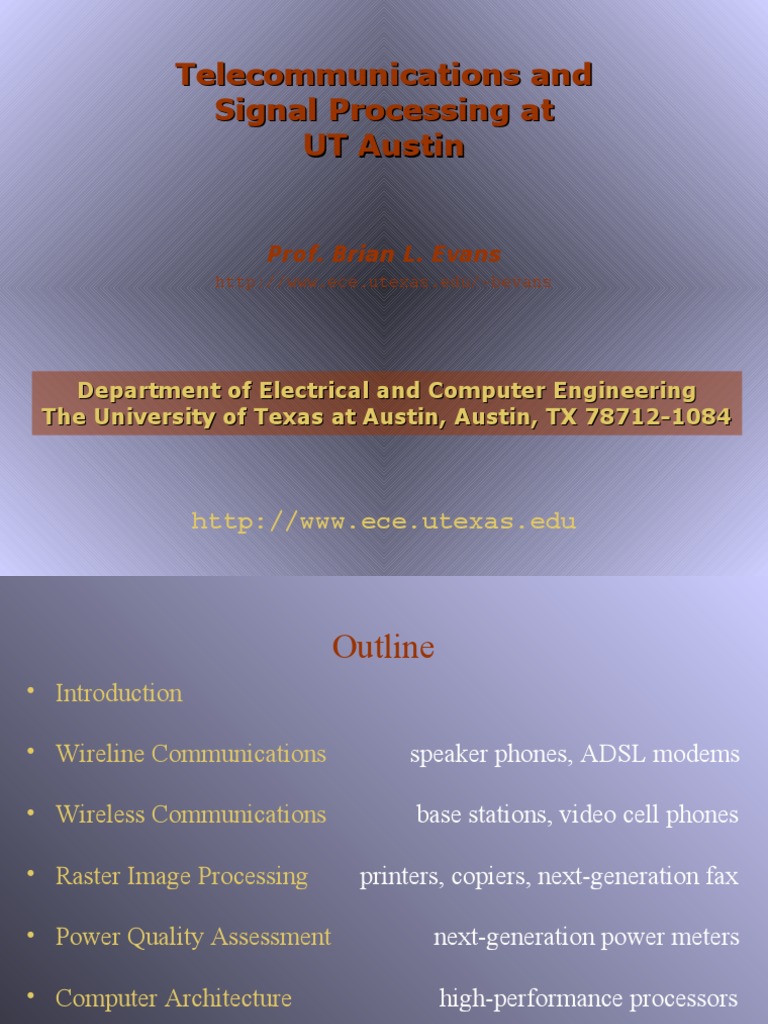 Telecommunications and Signal Processing at UT Austin | PDF | Digital ...