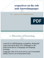 SLA Recent Perspectives On The Role of Previously Knownlanguages