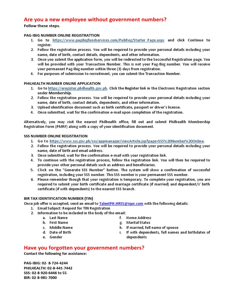 Guide To Process Government Numbers - Recruitment | PDF | Identity ...