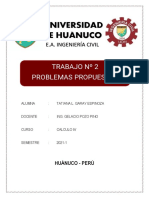 Trabajo No2 de Calculo IV de Ingeniería Civil de la Universidad de Huánuco