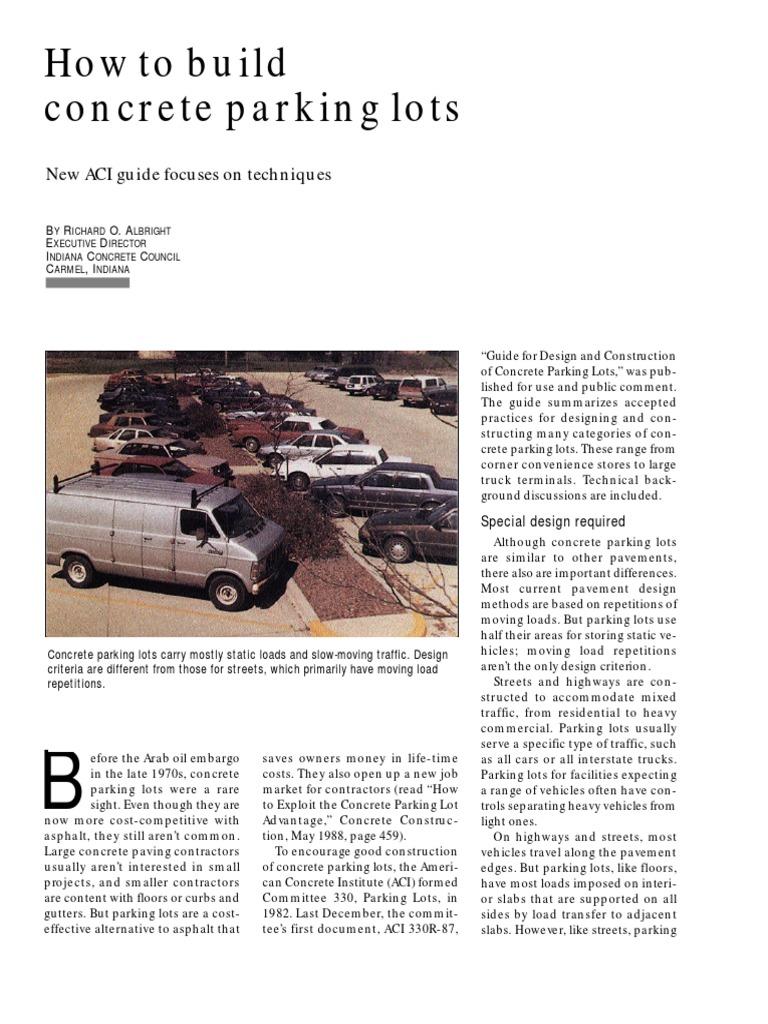 How To Build Concrete Parking Lots New ACI Guide Focuses On Techniques