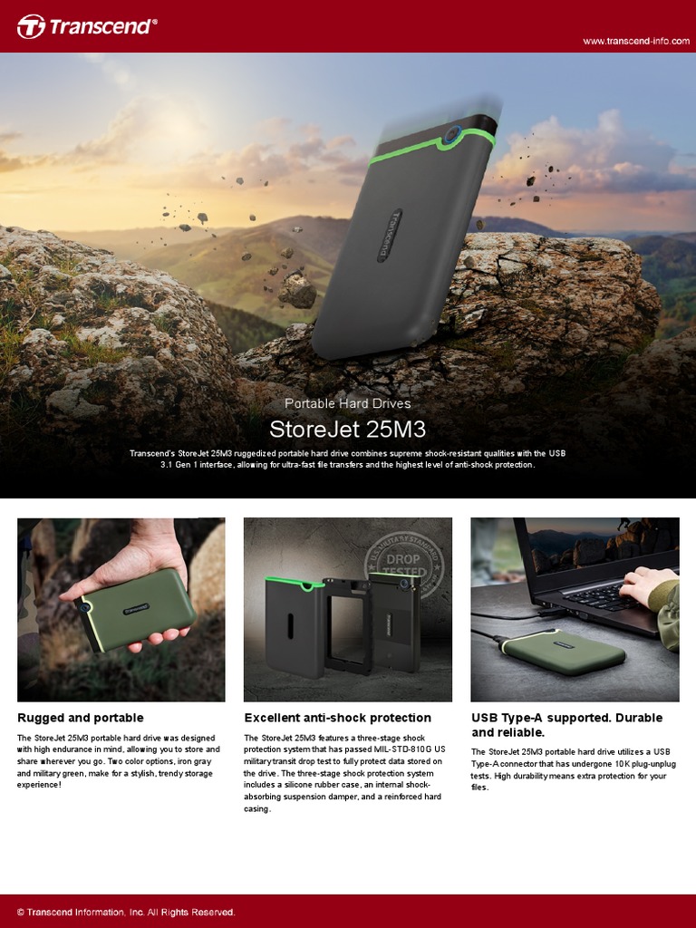 Transcend StoreJet 25M3 Overview | PDF | Usb Flash Drive | Hard Disk Drive