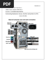 Connecting Keyboard, Mouse, Monitor and Printer To CPU