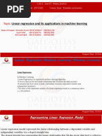 Linear Regression and Its Applications in Machine Learning: Topic