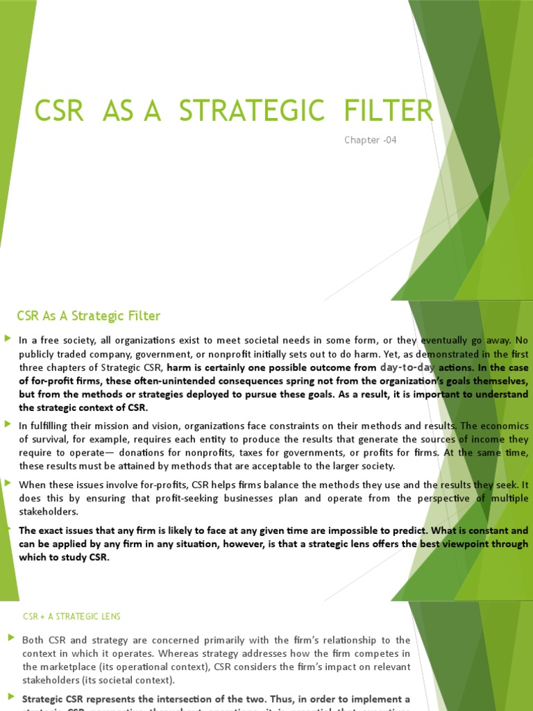 Chapter4CSR As A Strategic Filter PDF Strategic Management