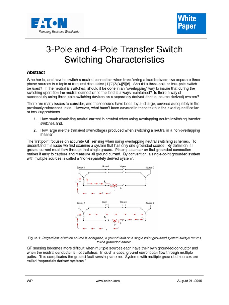 3-Pole and 4-Pole Transfer Switch Switching Characteristics by EATON