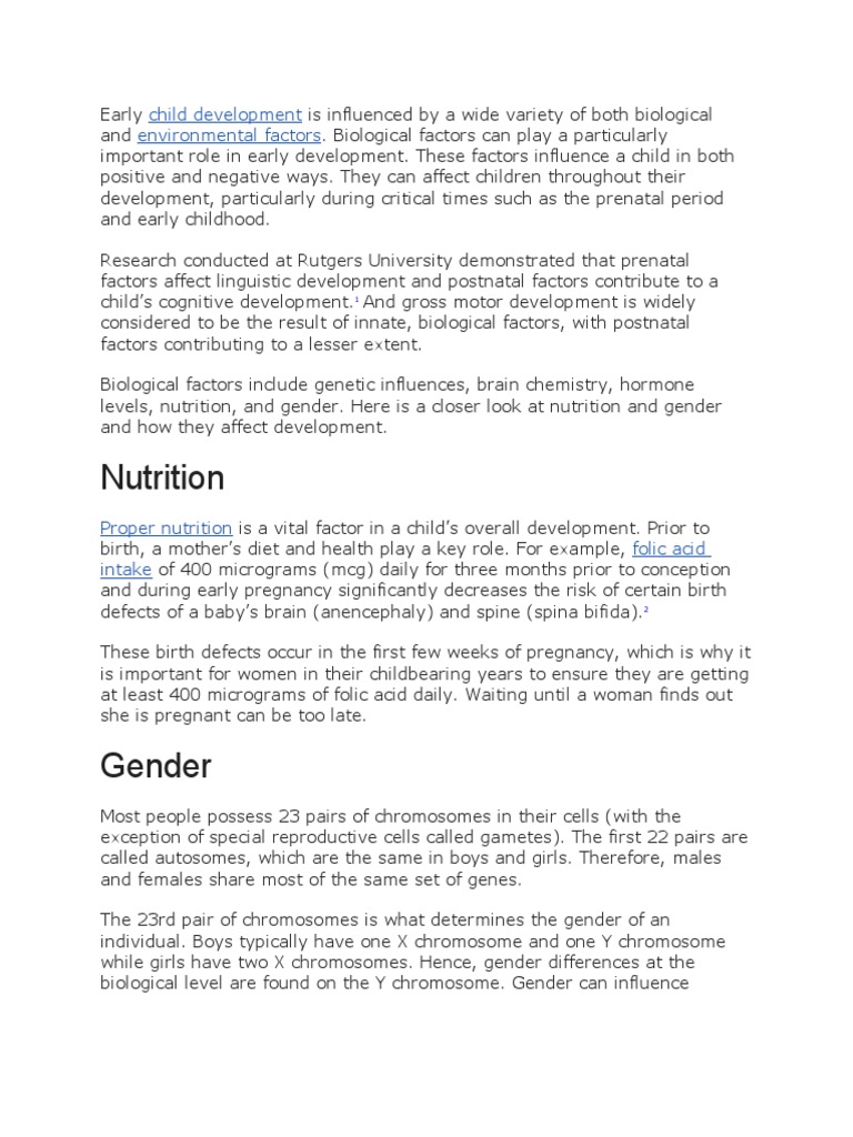 Factors Influencing Physical Development In Children
