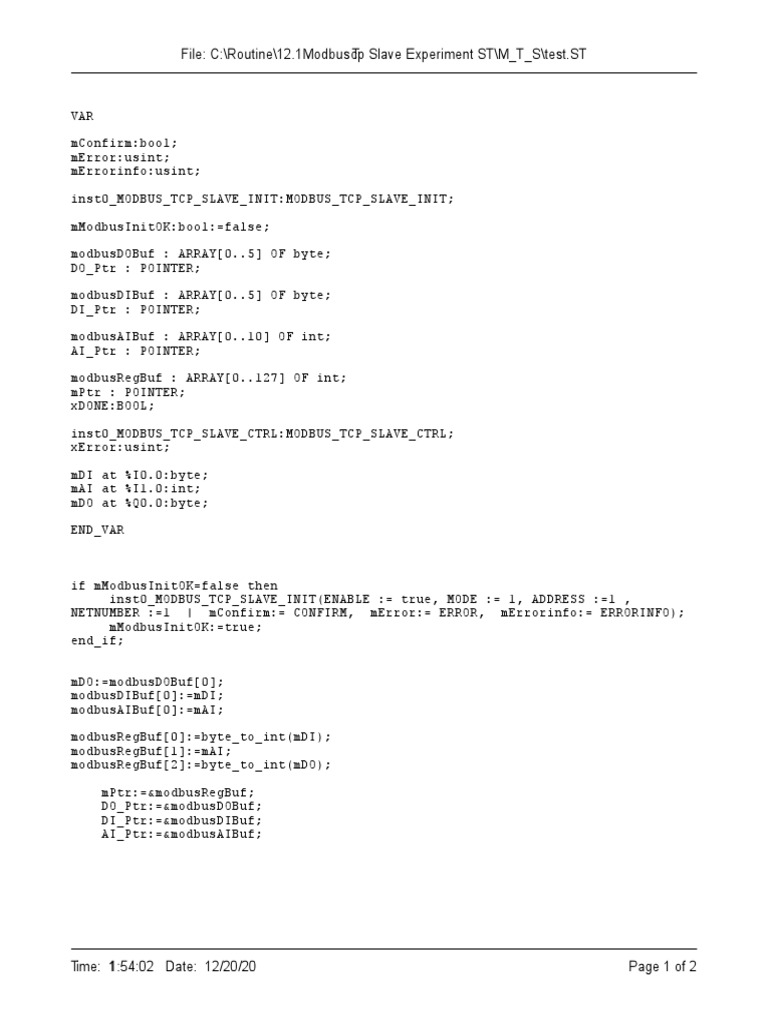 Expérience Modbus TCP Slave | PDF | Méthodes et références pédagogiques ...