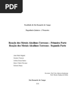 Relatório metais alcalino terrosos