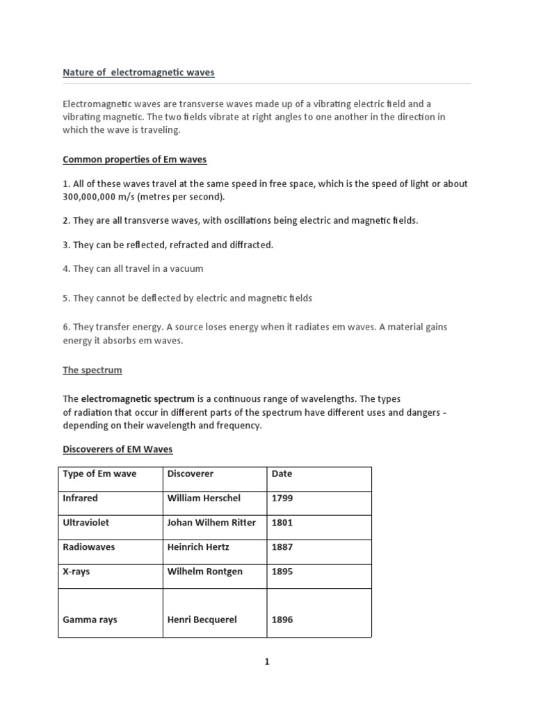 Understanding Electromagnetic Waves | PDF | Electromagnetic Spectrum ...