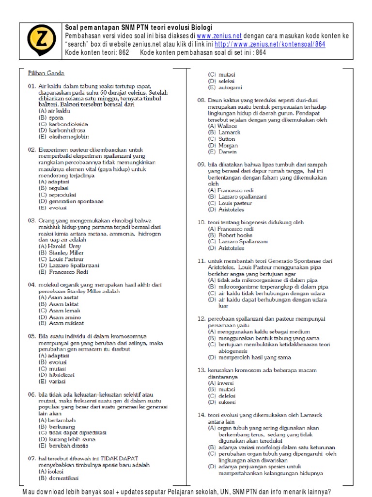Soal Sbmptn Biologi Tentang Evolusi Ilmusosial Id