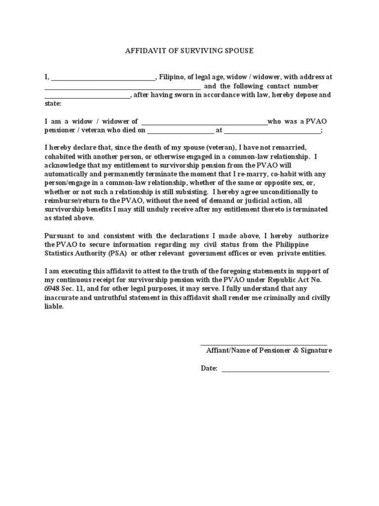 Affidavit of Surviving Spouse PDF