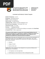 Assessment and Feedback: Student Template: Your Previous Institution