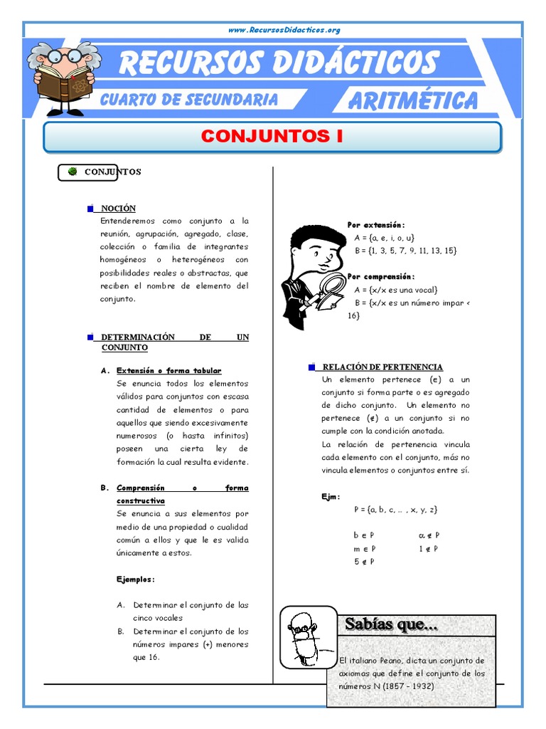Introducción A Los Conjuntos para Cuarto de Secundaria | PDF | Conjunto ...
