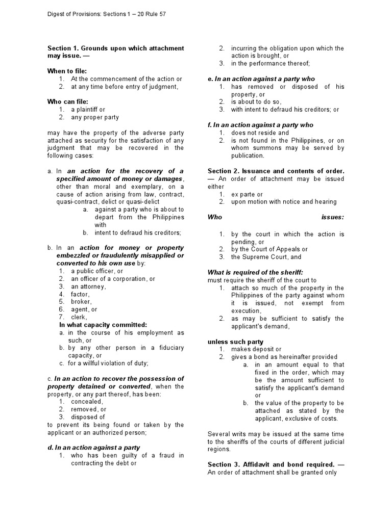Rule 57 Attachment Provisions Overview | PDF | Judgment (Law) | Damages
