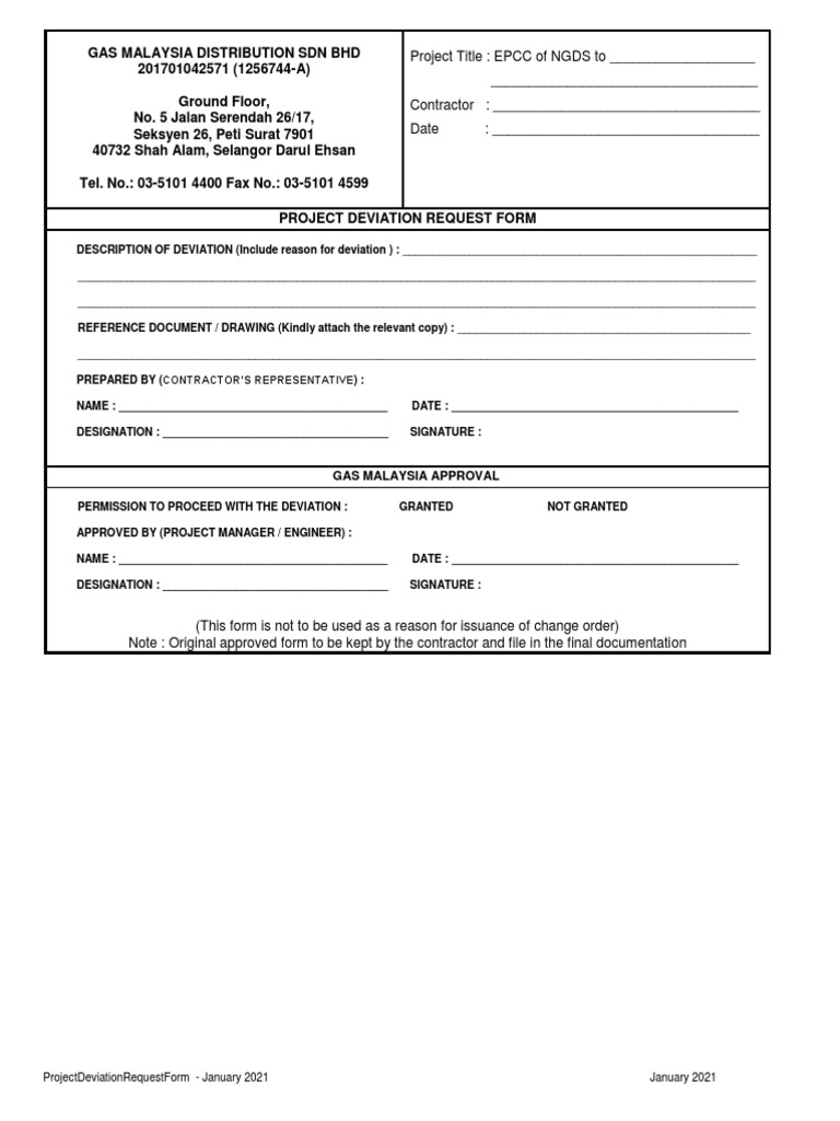 Project Deviation Request Form 2021 | PDF | Technology & Engineering