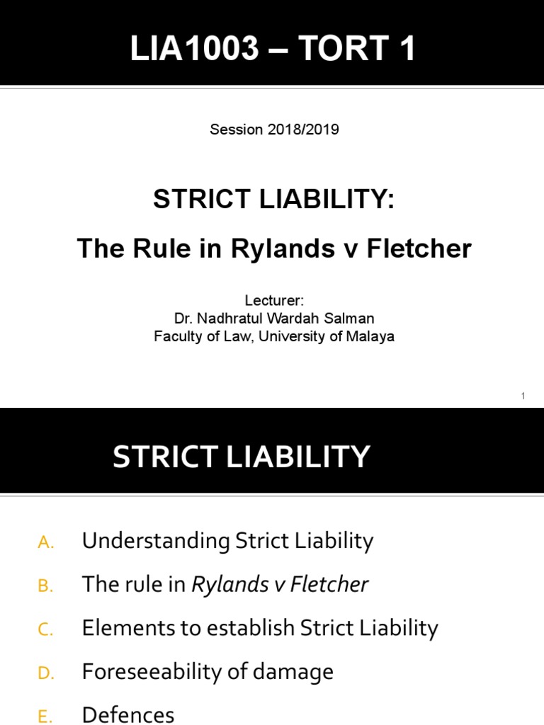 Strict Liability in Rylands v Fletcher | PDF | Strict Liability | Legal ...